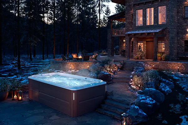 Jacuzzi J-16 PowerActive Outdoors at night