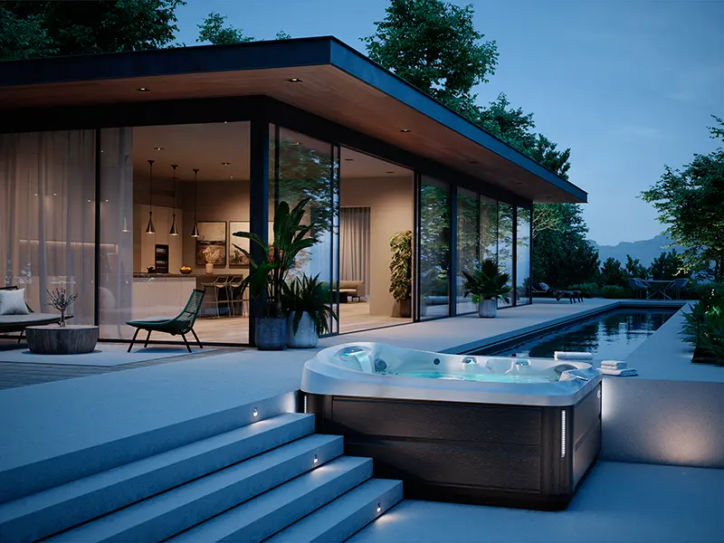 Jacuzzi J-475 Outdoors at night
