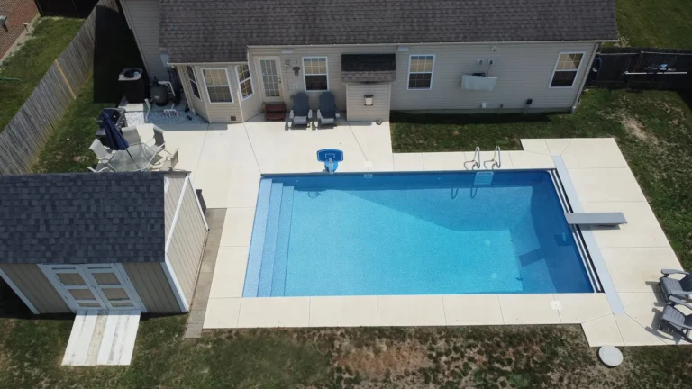 Inground pool with stadium stairs